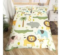 Homemissing Nursery Cute Wild Animals Set Copripiumino 200x200cm bambino cartone animato leone giraffa coccodrillo natura fauna selvatica Copripiumini zoo dimensioni animali ragazzi