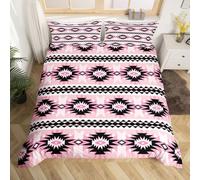 Homemissing Occidentale Copripiumini ragazzi ragazze sud-occidentale azteca Set Copripiumino 120x150cmGeometric Vintage Boho tribale rustico camera da letto decorazione rosa nero, senza comodità