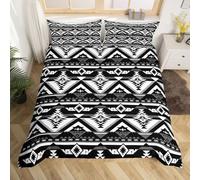 Homemissing Occidentale Copripiumone Morbido ragazzi ragazze sud-occidentale azteca Set Copripiumino 120x150cmGeometric Vintage Boho tribale camera da letto decorazione bianco e nero, senza comodità
