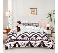 Homemissing Occidentale Copripiumone Morbido sud-occidentale azteco Set Copripiumino 120x150cm per ragazzi geometrico vintage Boho tribale camera da letto decorazione rosa e nero