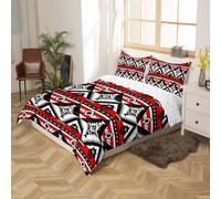 Homemissing Occidentale Copripiumone Morbido sud-ovest azteco per ragazzi ragazze geometrico vintage Set Copripiumino 120x150cm Boho tribale camera decorazione rosso bianco nero, senza comodità