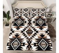 Homemissing Occidentale Lenzuolo sud-occidentale azteco Set Lenzuola 135x200cm per ragazzi ragazze rustico cascina modello geometrico camera da letto 4 pezzi