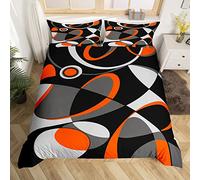 Homemissing Orange Gris Noir Géométrie Sets De Set Copripiumino Géométrique Cercle 260x220cm Géométrie Swirl Housse Couette Moderne Résumé Art Parure