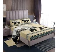 Homemissing Orso Lenzuolo Caccia alla fauna selvatica per ragazzi ragazze esotico geometrico Set Lenzuola 90x190cm 3 pezzi della fattoria leggera morbida traspirante