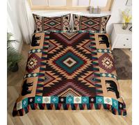 Homemissing Orso selvaggio Copripiumone Morbido Boho sud-ovest per ragazzi ragazze Paese occidentale Set Copripiumino 200x200cm rustico cabina camera decorazione
