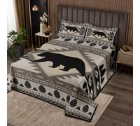 Homemissing Orso Trapuntato Caccia alla fauna selvatica Copriletto Trapuntato cabina rustica Copriletto 170x230cm 2 pezzi tribale della stanza nativa traspirante morbida leggera