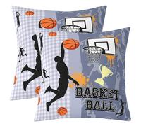 Homemissing Pallacanestro Federe Set Di 2 Copricuscino 50x50cm | Giochi Sport per Divano Sedia Cuscini Giochi di palla Regalo per amante del basket microfibra Blu Copricuscini per divano