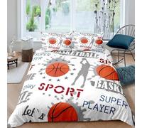 Homemissing Pallacanestro Sport Tema Copripiumini Giocatore di pallacanestro per bambini Stampa Copripiumone Morbido Giovanile Atleta Sport Biancheria da letto interna Set Copripiumino 135x200cm