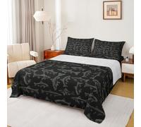 Homemissing Pesce Pike Bambini Bass Big Fish Set Lenzuola 150x200cm Pesca e caccia Lenzuolo per bambini Ragazzi camera da letto nero arredamento microfibra ultra morbida traspirante