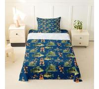 Homemissing Pesce Pike Bass Big Fish Set Lenzuola 90x190cm con 1 Cuscino Cases Pesca e HuntingBambini Biancheria da letto Floral Blu Camera da letto Decor Pescatore Pesce Uomo Lenzuolo