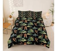 Homemissing Pesce Pike Set Copripiumino 200x200cm Bass Big Fish Copripiumone Morbido morbido pesca e caccia Copripiumini 3 pezzi fiore nero camera da letto decorazione pescatore pesce uomo
