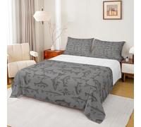 Homemissing Pesce Pike Tutta la stagione Bass Big Fish Set Lenzuola 135x200cm con 2 Cuscini Pesca e caccia Microfibra Bambini Biancheria da letto Grigio Camera da letto Decor Lenzuolo