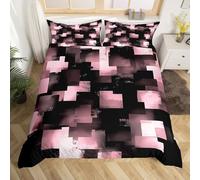 Homemissing Pink Black Modern Abstract Art Kids 230x220cm Geometric Buffalo Check Reversible Set Copripiumino For Boys Girls Teens Plaid Square Duvet Cover Room Per DecorSenza Trapuntina