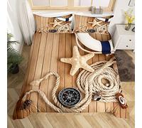 Homemissing Plage Étoile De Mer Copripiumini 120x150cm Océan Marine Thème Housse Couette Enfants Adolescents Style En Bois Parure Housse Couette Créatures La Mer Chambre Décor 3pcs