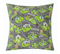 Homemissing Playing Auto Fodere per Cuscini Decorativi 1 Pcs 60x60cm | Road Building per Divano Sedia Cuscini Road e Traffic morbido Autotone animato City Map microfibra Copricuscini per divano