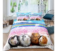 Homemissing Porcellino d'India Porcellino d'India Copripiumone Morbido Ragazzo Carino Bambino Peloso Pet Copripiumini Rainbow Mountain Stampato Copripiumone Morbido Set Copripiumino 135x200cm
