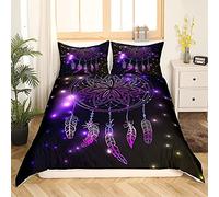 Homemissing Purple Galaxy Bedding - Copripiumino singolo con acchiappasogni, ultra morbido, in microfibra, romantico, cielo stellato, set da 2 pezzi