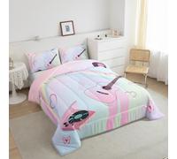 Homemissing Ragazze Musica Cantante Chitarra Set Piumini 135x200cm per Donne Sorella Amici Rosa Arcobaleno Letto Trapuntato Decorazione Camera