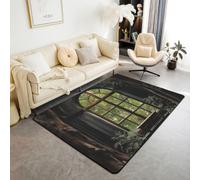 Homemissing Rammi degli alberi Tappeto Antiscivolo 100x150cm | Tema della natura Adatto per Casa e Ufficio Botanico Tappeto da Interno natura verde Scenic Albero primavera estate