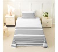 Homemissing retro Striped Set Lenzuola Letto 3 Pezzi 90x190cm | Strisce Modello Stampaed per materassi alti 40cm Vintage Morbido Accogliente Leggero Bianco Grigio Morbida Microfibra