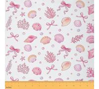Homemissing Rosa Bowknot Tessuto 92x150cm Starfish Seashell Conch Tessuti Per Cucire Crafting Summer Coastal Beach Ocean Decorazione All ' Aperto Impermeabile Per Progetti Fai Da Te A Casa