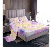Homemissing Rosa sole luna Lenzuolo Boho esotico Set Lenzuola 90x190cm per ragazzi ragazze bohemian galassia camera da letto decorazione 3 pezzi