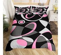 Homemissing Rose Gris Et Noir Sets De Set Copripiumino Retro Cercle Géométrie 135x200cm Moderne Résumé Art Housse Couette Géométrie Swirl Parure Luxe