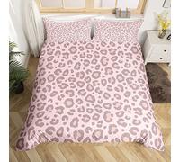 Homemissing Set Copripiumino 135x200cm Rosa Leopardo Pelle Copripiumone Morbido Leopardo Modello Set Africano Leopardo Stampa Copripiumini Super Morbido Decorativo Pelliccia Modello Animale Caccia