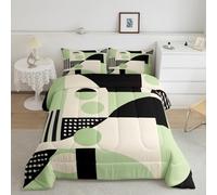 Homemissing Set copripiumino geometrico in piuma singola per bambini decorazione geometrica moderna per ragazzi ragazze set di biancheria da letto di lusso nero verde piumone inserto/trapunta set