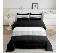 Homemissing Set copripiumino geometrico per ragazze e ragazzi con righe bianche e nere e rigate verso il basso decorazione per la camera da letto set di biancheria da letto 230x220cm