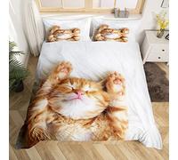 Homemissing Set Copripiumino Imprimé Chat Chats Animaux 3d Thème Animal Copripiumini 120x150cm Pour Décor Enfants Mignon Chaton Imprimer Parure Housse Couette 3pcs
