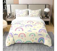 Homemissing Set copripiumino in cotone Kawaii arcobaleno per bambini ragazzi ragazze sole e stelle trapunta singolo carino nuvola set di biancheria da letto decorazioni per la camera set copripiumino