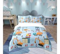 Homemissing Set copripiumino matrimoniale con escavatore e veicoli da costruzione, per bambini e ragazzi, ultra morbido, decorazione per camion