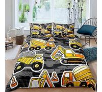 Homemissing Set copripiumino per camion fumetto per bambini ragazzi ragazzi camion cemento modello copripiumino per bambini adolescenti costruzione set di biancheria da letto e biancheria da letto 3