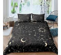 Homemissing Set di biancheria da letto con copripiumino con sole e luna, stile bohémien esotico, galassia, astrologia, per ragazzi, ragazze, adolescenti, con simpatici segni zodiacali, biancheria da