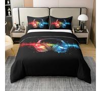 Homemissing Set di biancheria da letto con copripiumino e 2 federe, 100% cotone, per bambini, ragazzi e ragazze, con auricolari e musica rock, con 2 federe