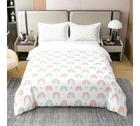 Homemissing Set di biancheria da letto con copripiumino in cotone per bambini, ragazzi e ragazze, motivo nuvola kawaii, set di biancheria da letto singolo con gocce di pioggia, decorazioni per la