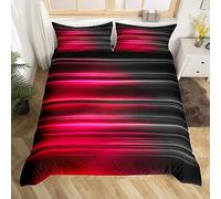 Homemissing Set di biancheria da letto con copripiumino per letto super king size, motivo astratto, rosso e nero, a righe rosse e nere, per bambini e bambini, colore: rosso e nero sfumato