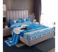 Homemissing Set di biancheria da letto con lenzuolo con angoli e tasca profonda, per ragazzi e ragazze, per letto matrimoniale, motivo: Detroit, donne, uomini, calcio, città, rugby, sport