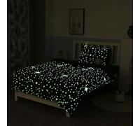 Homemissing Set di biancheria da letto con motivo a stelle per bambini, 135 x 200 cm, luminoso per ragazzo, stella e copripiumino brilla al buio, set da letto in microfibra, 1 federa 80 x 80 cm