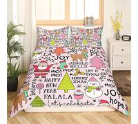 Homemissing Set di biancheria da letto di Natale, Babbo Natale, set di copripiumini per bambini, ragazzi, ragazze, decorazione, cervo, copriletto, set di copripiumini, biancheria da letto carina