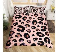Homemissing Set di biancheria da letto leopardato rosa ghepardo copripiumino per ragazzi e ragazze, set copripiumino con 2 federe king size