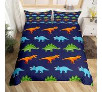 Homemissing Set di biancheria da letto per bambini con copripiumino e 2 federe, per letto super king size, con stampa di dinosauri e dinosauri, colore: blu scuro