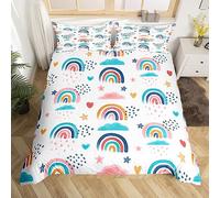 Homemissing Set di biancheria da letto per bambini, con copripiumino singolo e carino arcobaleno, per ragazzi e ragazze, decorazione per la camera da letto, con 1 federa