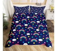 Homemissing Set di biancheria da letto per bambini con copripiumino singolo e carino arcobaleno, ultra morbido, con nuvole, arcobaleno, a pois, decorazione per la stanza, biancheria da letto con