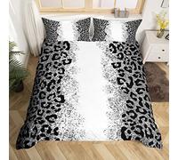 Homemissing Set di biancheria da letto per bambini con stampa leopardata con ghepardo glitterato, copripiumino traspirante, lussuoso, bianco e nero, decorazione pastello, copripiumino singolo