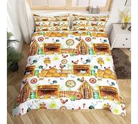 Homemissing Set di biancheria da letto per bambini, ragazzi e ragazze, motivo: animali rustici, set di biancheria da letto, 3 pezzi, king size