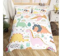Homemissing Set di biancheria da letto per bambini, ragazzi e ragazze, motivo: dinosauri e dinosauri, con motivo dinosauri e animali selvatici, traspirante, per letto matrimoniale