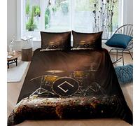 Homemissing Set di biancheria da letto per musica rock Drum Kit copripiumino per bambini ragazzi ragazze adolescenti strumenti musicali copripiumino popstar party traspirante biancheria da letto