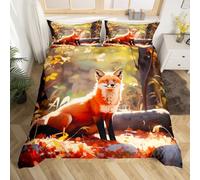 Homemissing Set di biancheria da letto per ragazze e ragazzi con volpe carino copripiumino 3D con animali Woodland Fox Biancheria da letto e biancheria da letto singolo, 2 pezzi